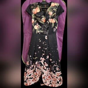 Ted Baker Black Dress with Floral Design